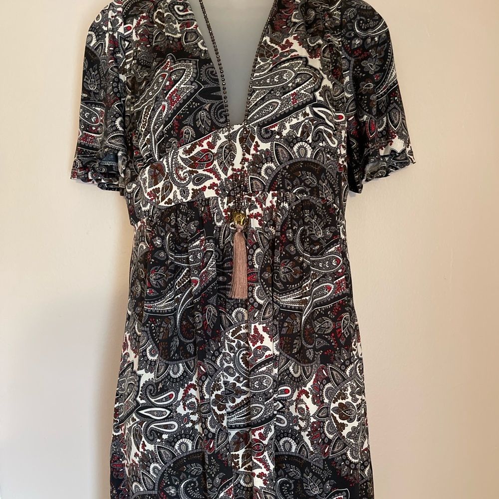NWT Urban Outfitters Mini Paisley Boho 70s Hippie Dress L